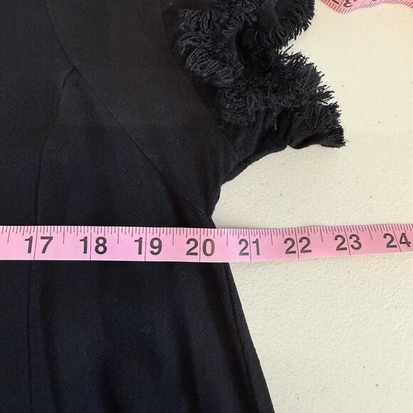 Umgee Babydoll Dress Womens Size L Black Linen Fringe Hem Beachy Boho Western - Picture 7 of 8